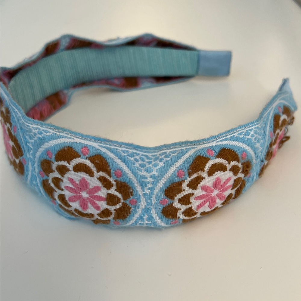 Head Dress New York Pink Embroidered Headband